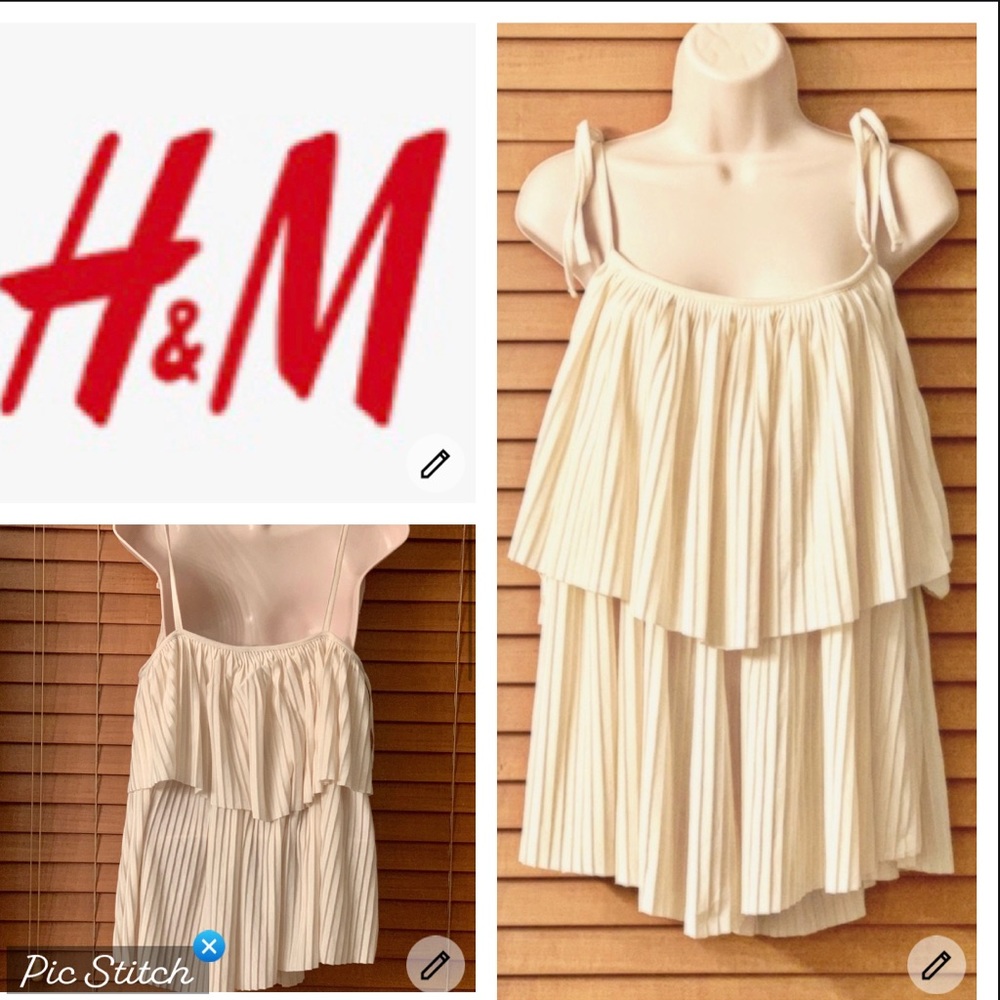 SALE HM cream layered ruffle spaghetti strap top